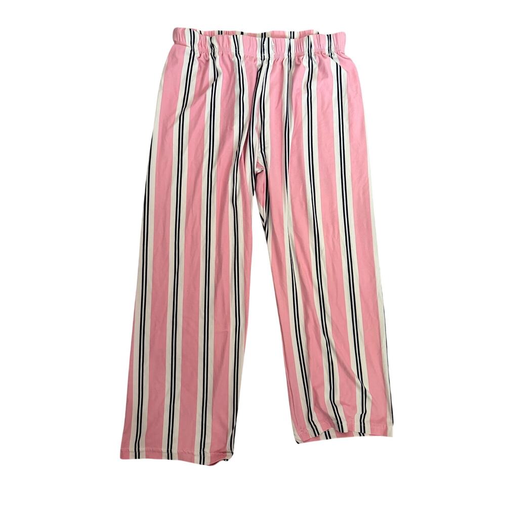 dELiA*s Pink White Navy Striped Pajama Pants Size Medium Lounge Wide Leg Y2K